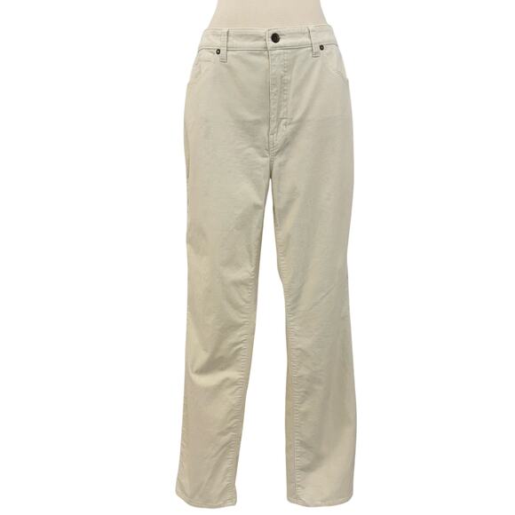 Talbots Corduroy Straight Leg Pants Oyster Wash White | Size 12 - Picture 1 of 12